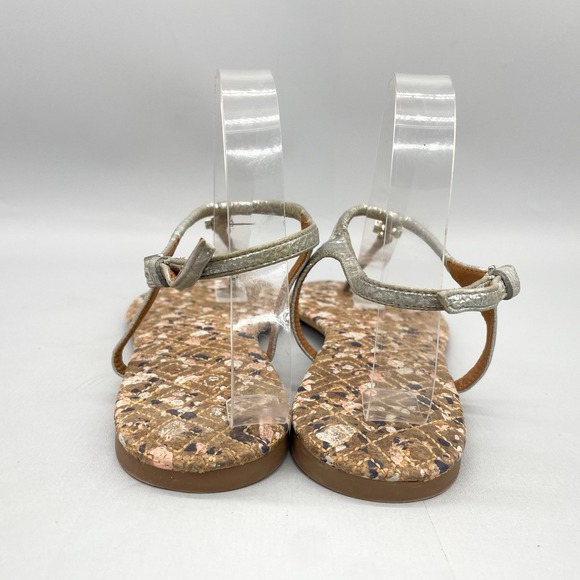 Tory Burch Womens 11M Marion Quilted T Strap Sandals Shoes‎ Cork Thong Slingback - Picture 6 of 12